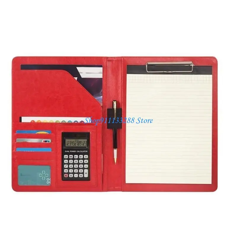 

G88D Business Conference Folder Leather Clipboard Folder Letter Size Document Case with Clipboard Card Pocket Pocket Pen Slot