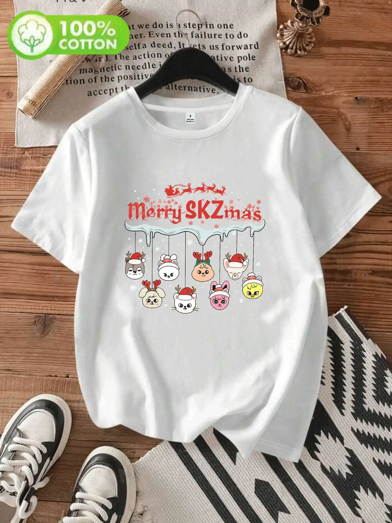 

【WEN336233】Женская хлопковая футболка с круглым вырезом и мультяшным рисунком, модная рубашка с короткими рукавами и принтом, хлопковая футболка