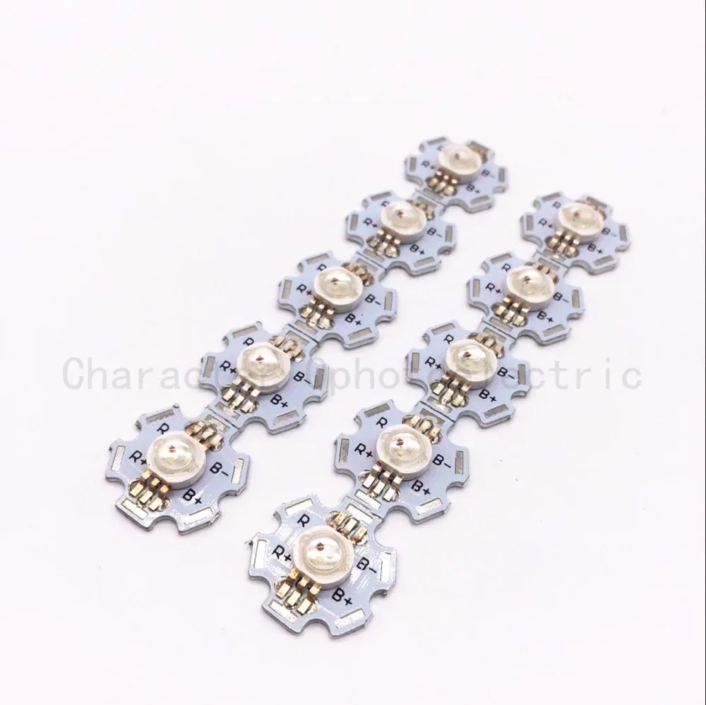 10pcs 3W RGB Color 6pin LED Chip LED Light Lamp Part With 20mm Star Base