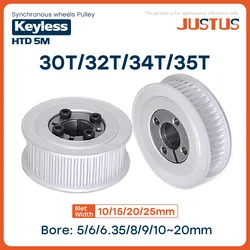 HTD 5M 30T/32T/34T/35Teeth Timing Pulley Keyless Bushing Bore 5/6/8/9/10/11/12/14/15 - 20mm for Belt Width 10/15/20/25mm