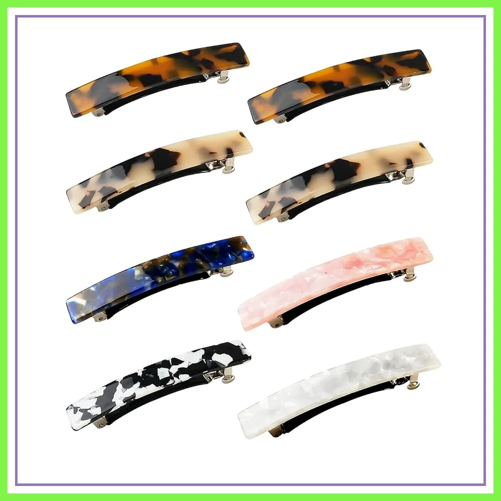 

8 Pcs Acetate Hair Barrettes for Women, 3 Inch No Slip Clips for Fine Thick Hair, Tortoise Shell Style