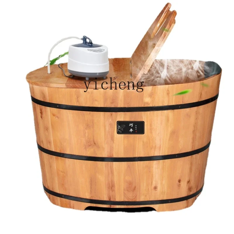 

ZK Small Apartment Bath Wooden Bucket Household Bathtub Children Baby Bath Bucket Solid Wood Basin Sweat Steaming Bath