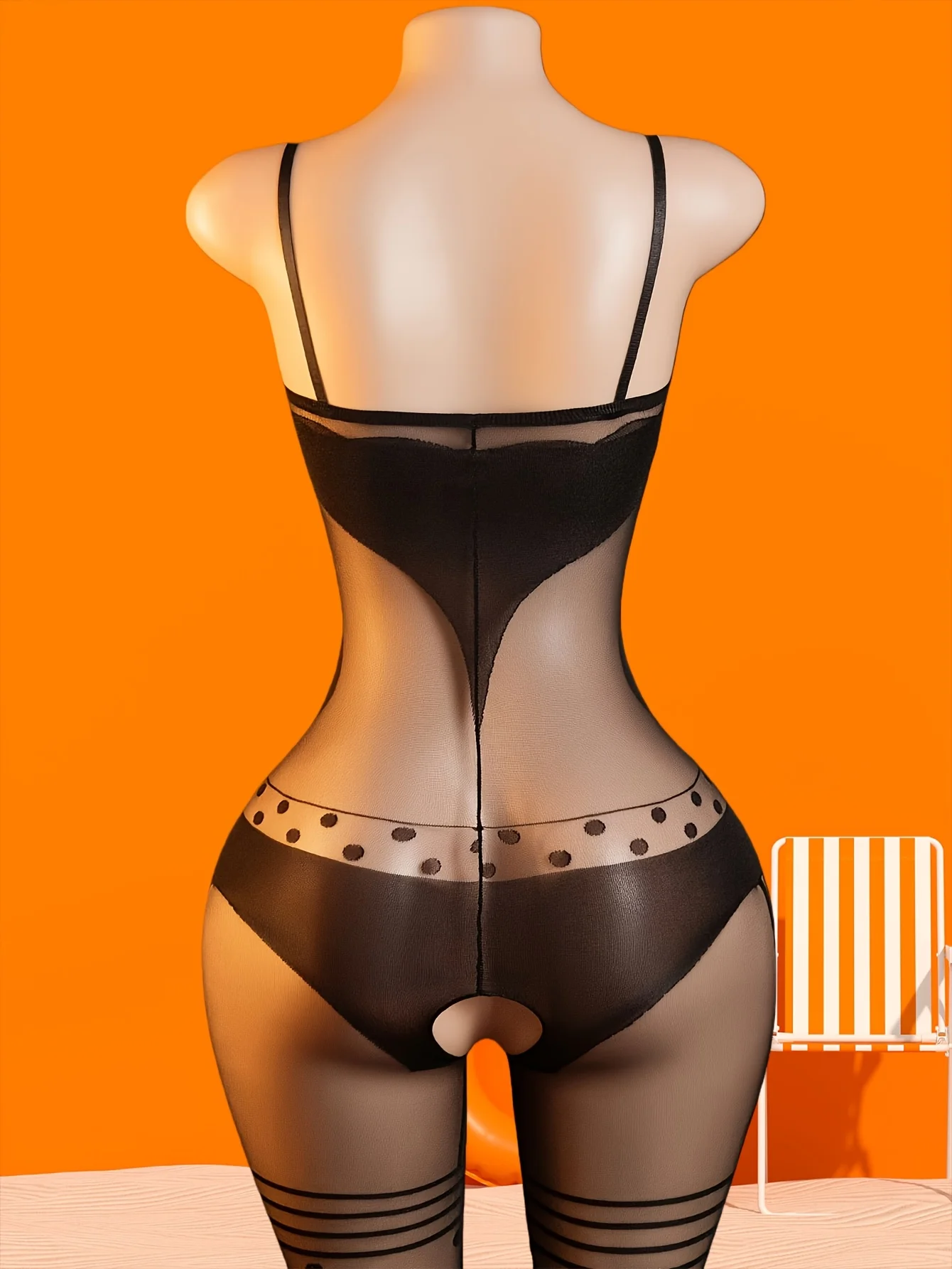 2-Piece Set – Women's Sexy Lingerie: Seductive Open-Back Fishnet Mesh Bodystocking; perfect for parties or date nights. view 4