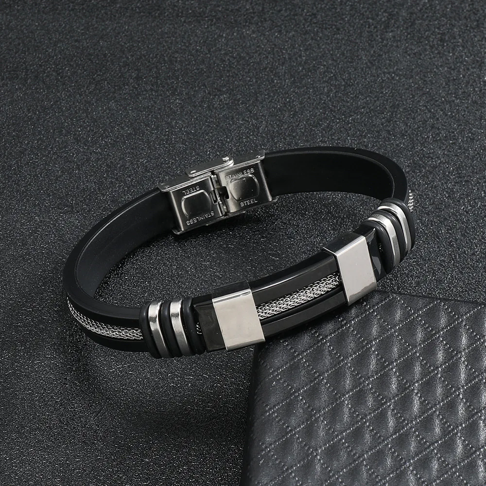 Noter New Men Leather Bracelet Bangle Stainless Steel Punk Braclet Gift For Him Hiphop Rock Cool Biker Accessories Homme Pulsera