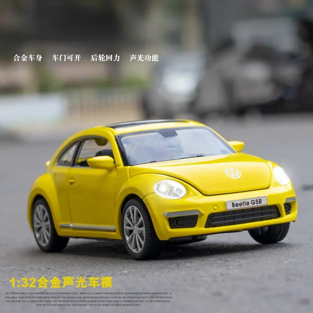 1:32 Volkswagen Beetle GSR Car Model Pull Back Alloy Discast Street Metal Business Cars Model Children Toy A134