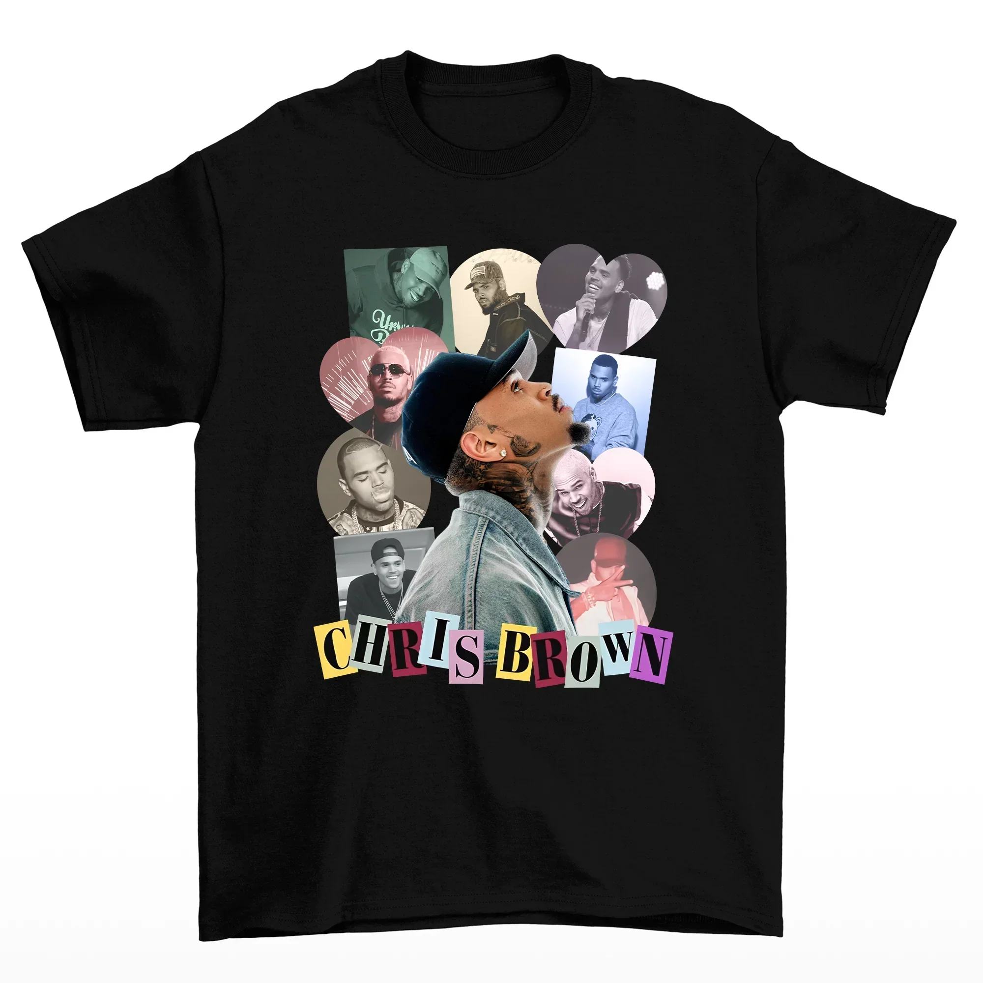 2025-26 الصيف كريس براون ريترو الجرافيك 100% القطن الخالص المطبوعة مغني الراب الهيب هوب الاتجاه R & B تي شيرت للجنسين الرجال تنفس عادية #2
