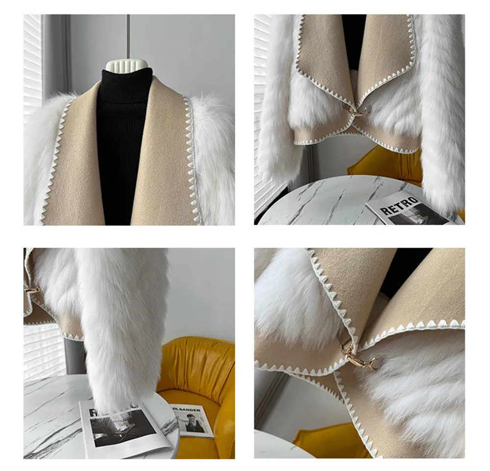 Formal Dressesy2K2024 Autumn And Winter New Imitation Fox Fur Cardigan Coat Women'S Short Double-Sided Woolen Collar Fashion