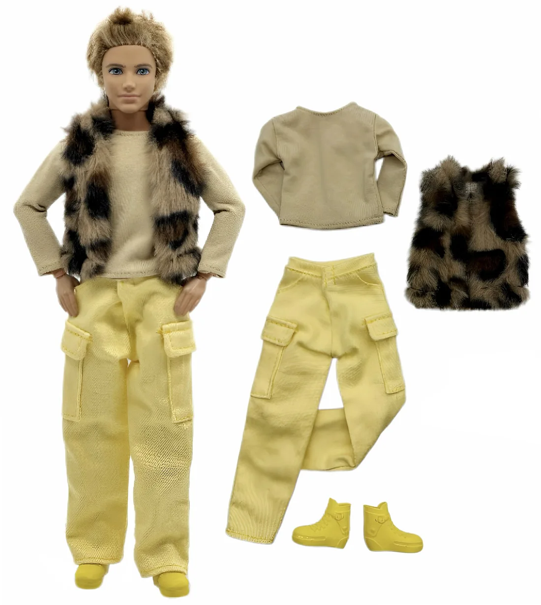 1 Set Ken Tuch handgemachte Puppe Zubehör Winter Pullover Weste Set für 30 cm 12 Zoll Ken Puppe Kinder Geschenk – Detail 4