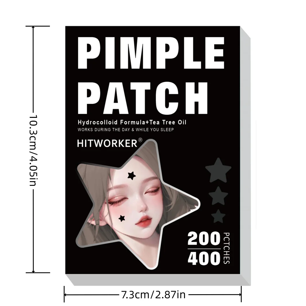 200/400pcs Professional Hydrocolloid Pimple Patches Black Star Design Effective Acne Removal Partyusable image 3