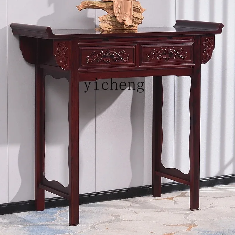 F-23     Household African Sandal Wood Altar Altar Solid Wood Incense Burner Table Buddha Shrine Chinese A Long Narrow Table