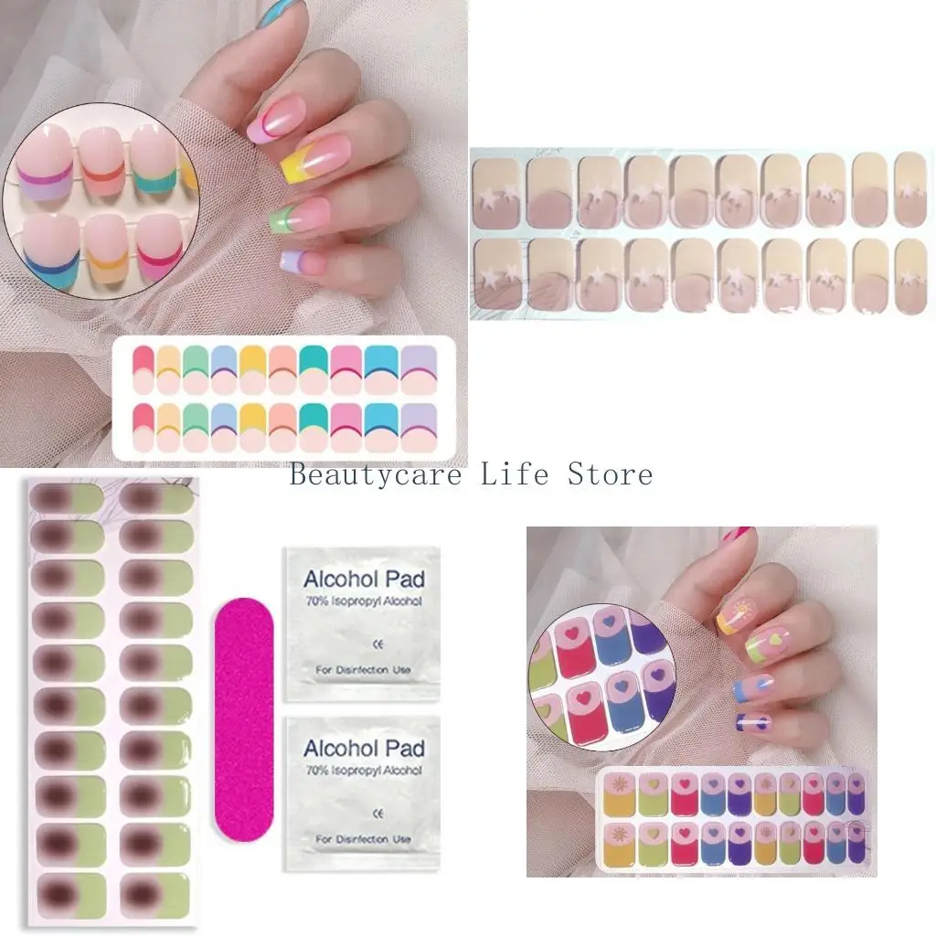 652C Semi Cured Gel Nails Polish Stickers Fashion Classical Strips Waterproof Adhesive Full Wraps Gel Nails Art Stickers