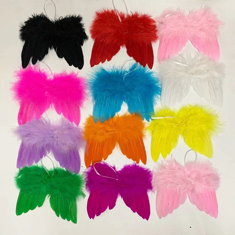 1PC Mini Feather Angel Wing Hanging Ornament Photo Props Performance DIY Costume Party Decoration