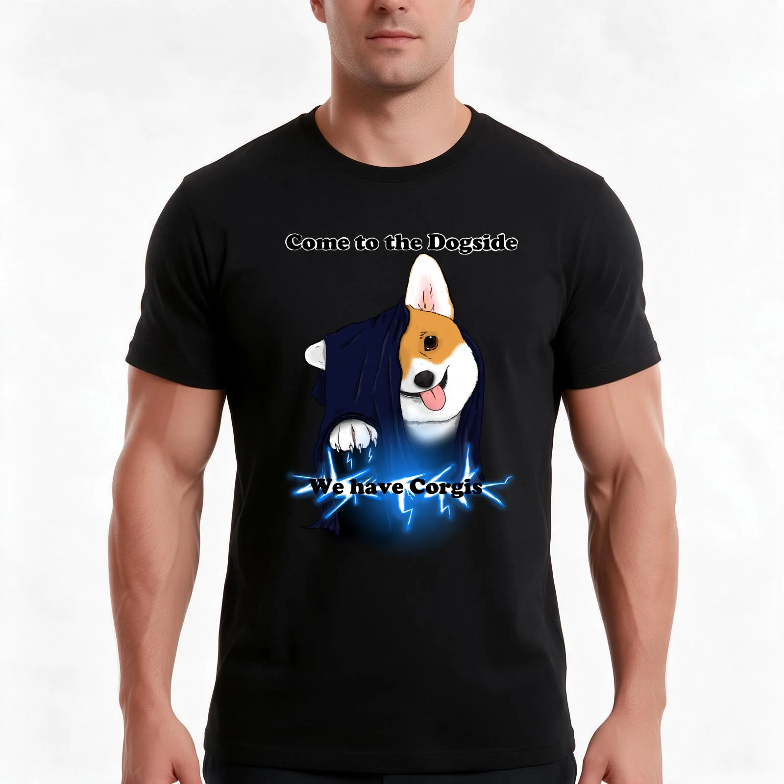 Come to the Dogside we have Corgis! T-Shirt, Summer Casual Cotton Tee, Oversized Streetwear Tops, Vintage Graphic Print