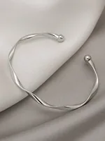 Minimalist Mobius Twist Cuff Bangle for Women, Chic Textured Open Adjustable Bracelet, Daily Wear Niche Design Jewelry, Mothers Day Birthday Gift for Her - Image 7