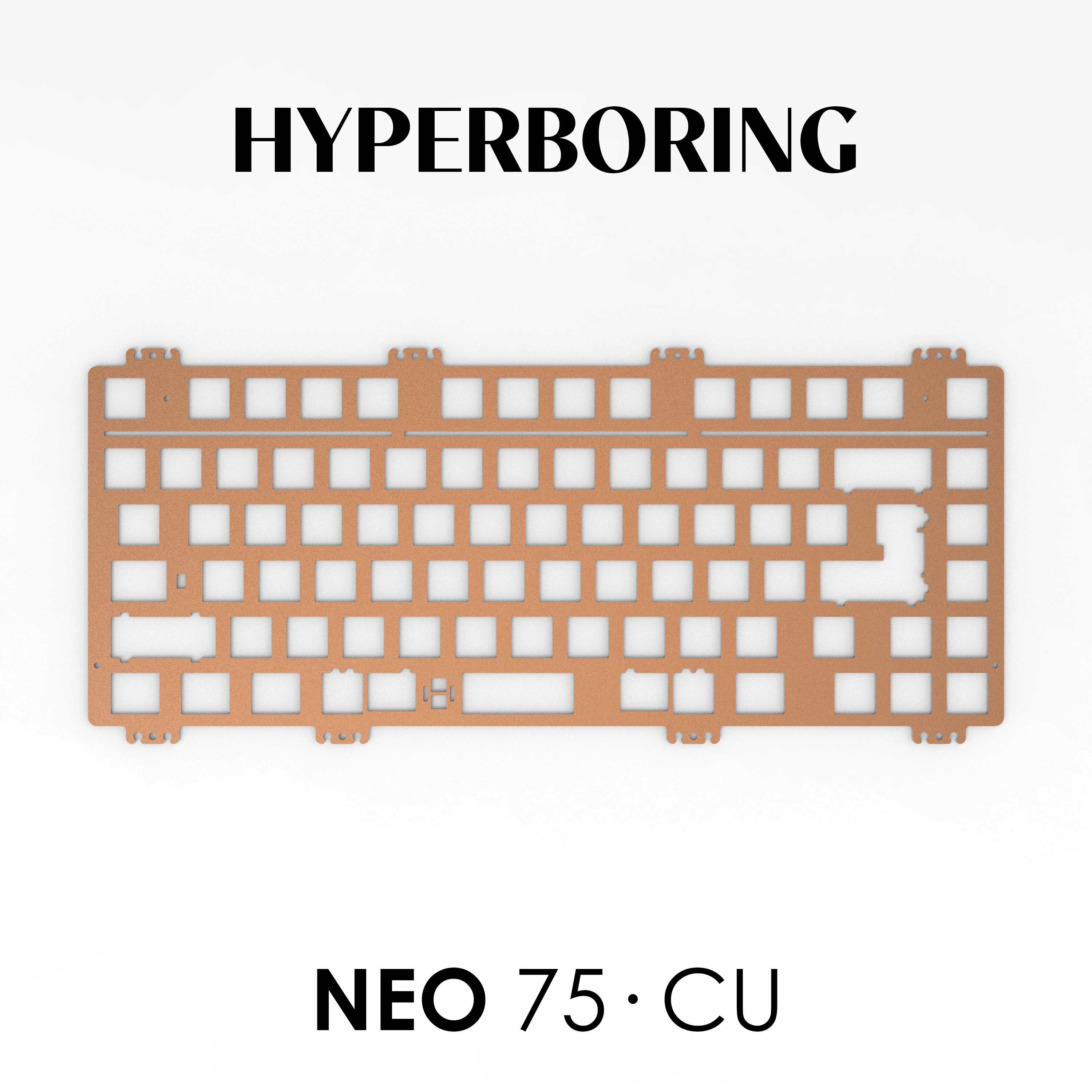 Keebox hyperboring neo75 cu kit de teclado mecânico placa de posicionamento pcb montado alumínio cobre latão pp pc placa de carbono