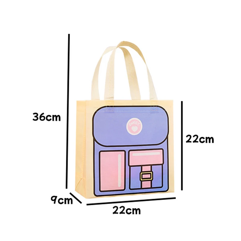 ハンドル付き不織布バインダーバッグ、オーブンカラーパターン、キャンディースナック食品ブック、衣類収納バッグ、学生用品