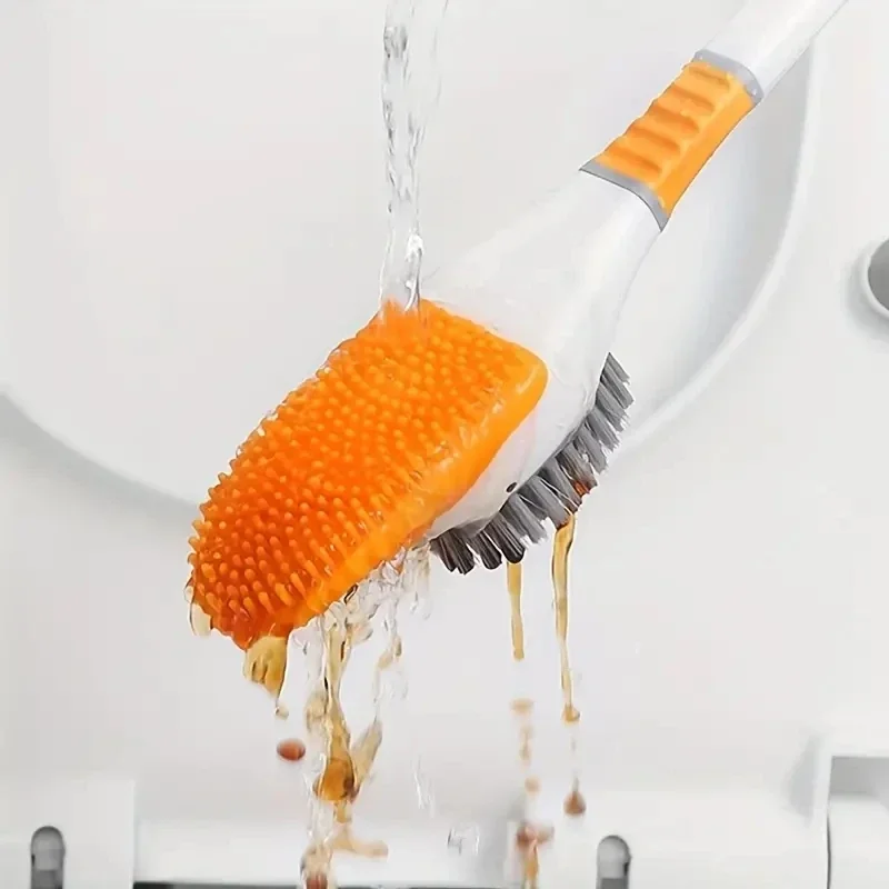 Duck Shape Toilet Bowl Brush with Holder, Silicone and Hard Bristles Toilet Cleaning Brushes, Bathroom Cleaning Bowl Brush Kit
