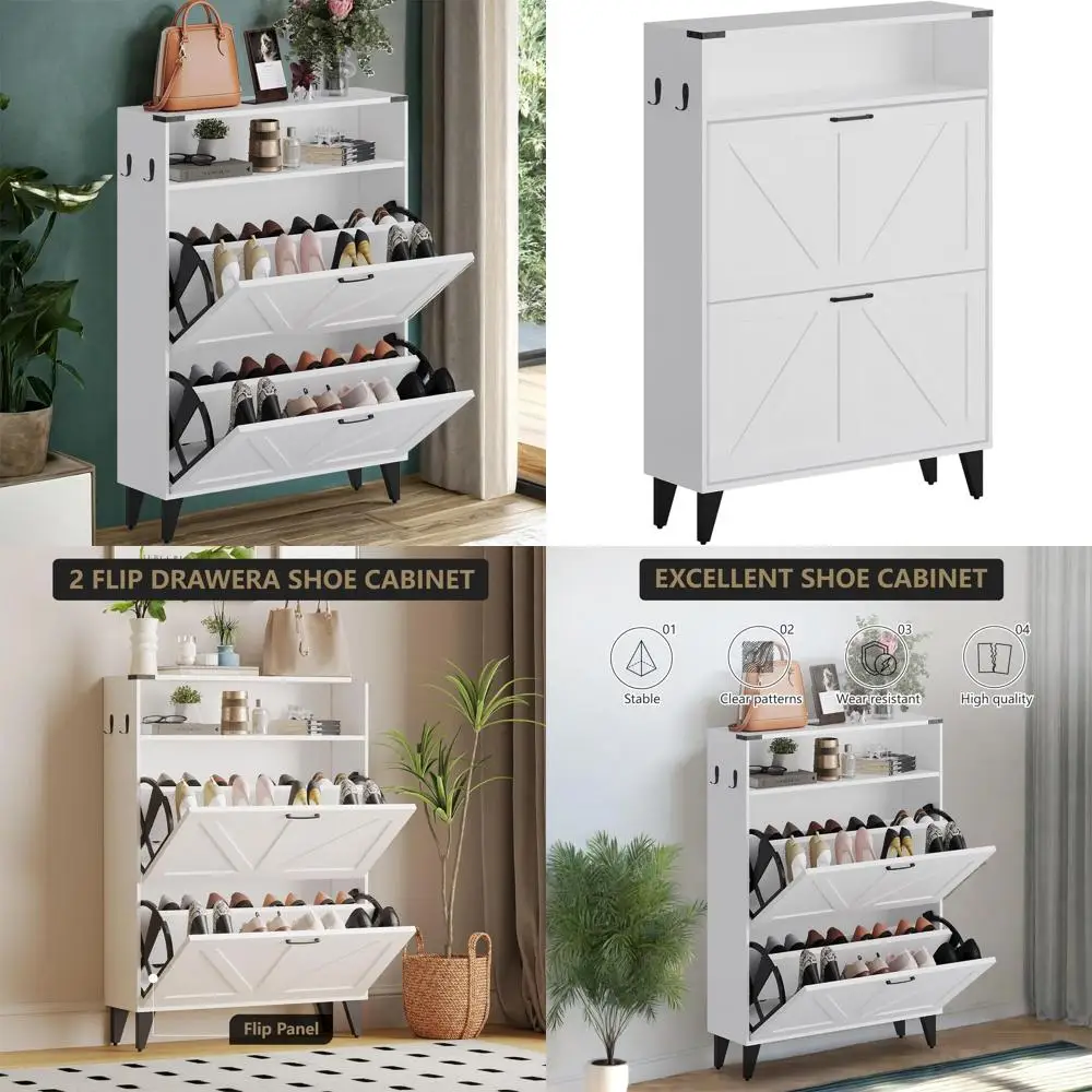 

Double-Tiered Metal Leg Shoe Cabinet for Standing Shoe Storage