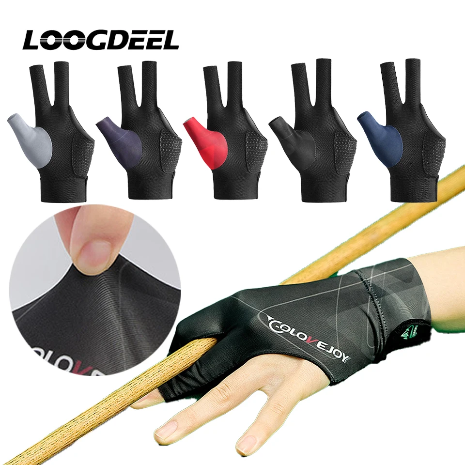

LOOGDEEL 1PCS Left and Right Hand Billiards Glove Breathable Snooker Billiard Glove Fitness Non Slip Elastic Three Fingers Glove