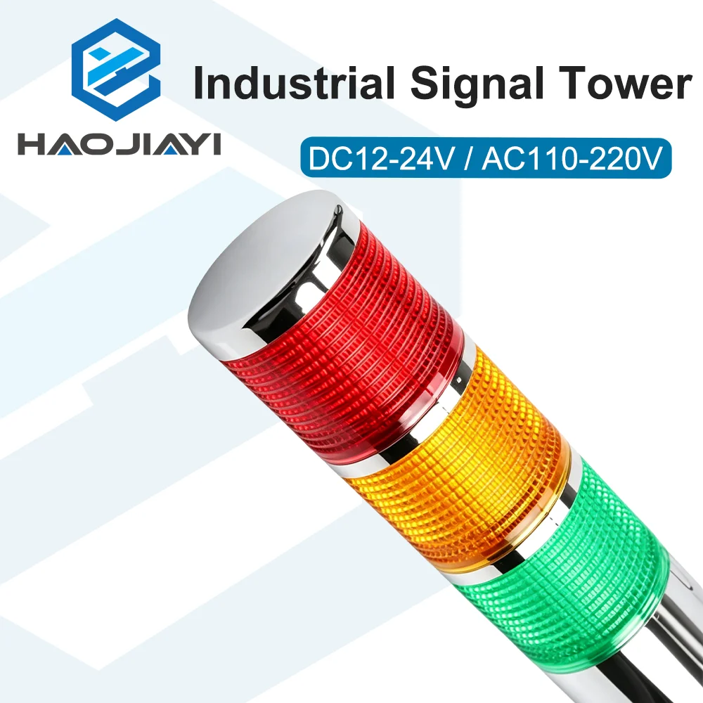 Industrial LED Stack Signal Tower Light Multi-Layer Warning Alarm Indicator Lamp DC12-24V AC110-220V for Machinery Equipment