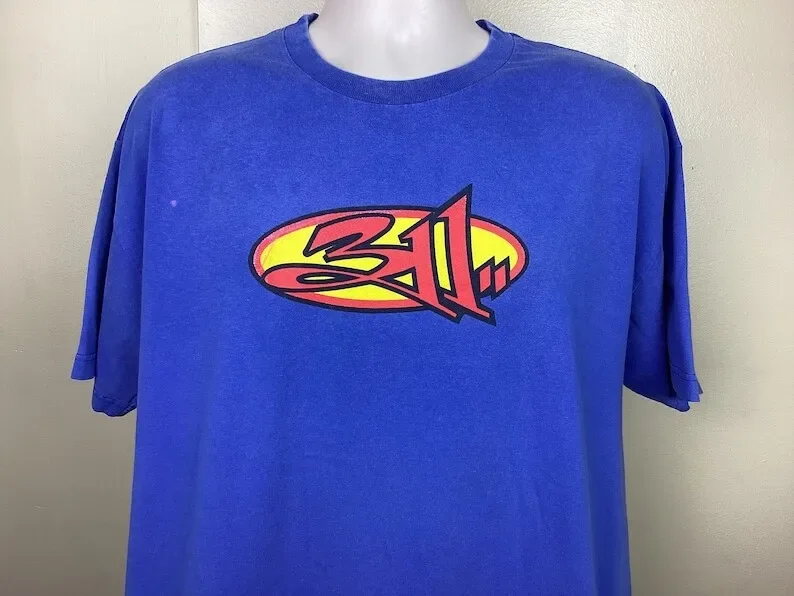 Vtg 90s 311 Three Eleven blue short sleeve tee QT2097