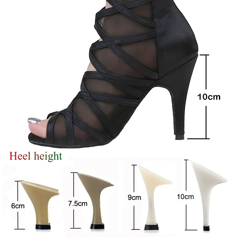 Latin Dance Shoes Women\'s Salsa Tango Ballroom Party Dance Boots Black Breathable Women\'s High Heel Dance Sneakers