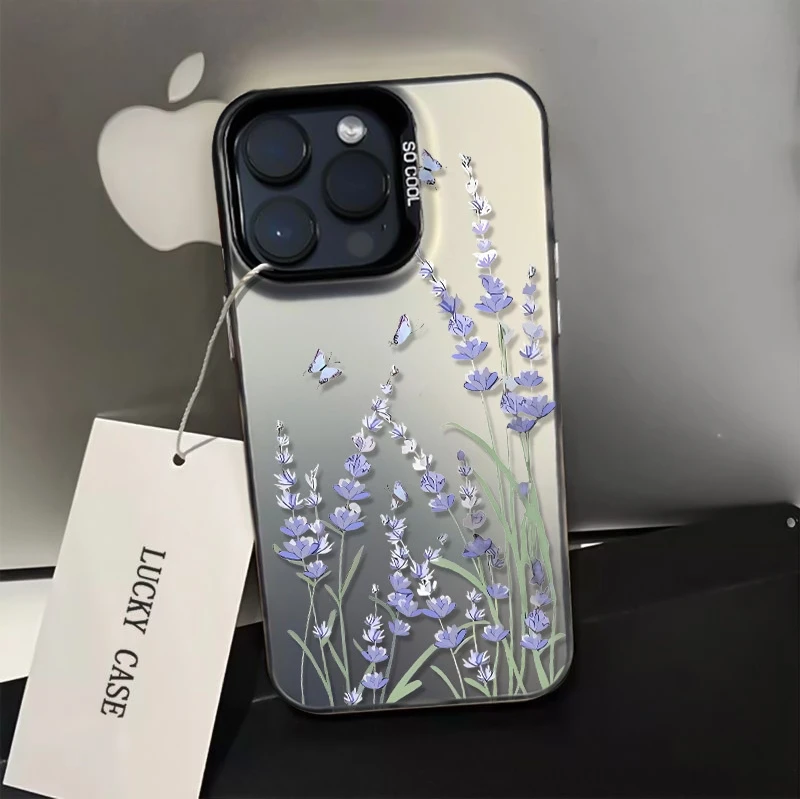 Eine lavendelfarbene gemusterte Handyhülle für iPhone 17 11 16 12 14 13 15 Pro Max XS X XR 16E 7 8 Plus SE2 17 Air stoßfeste Stoßstangenabdeckung