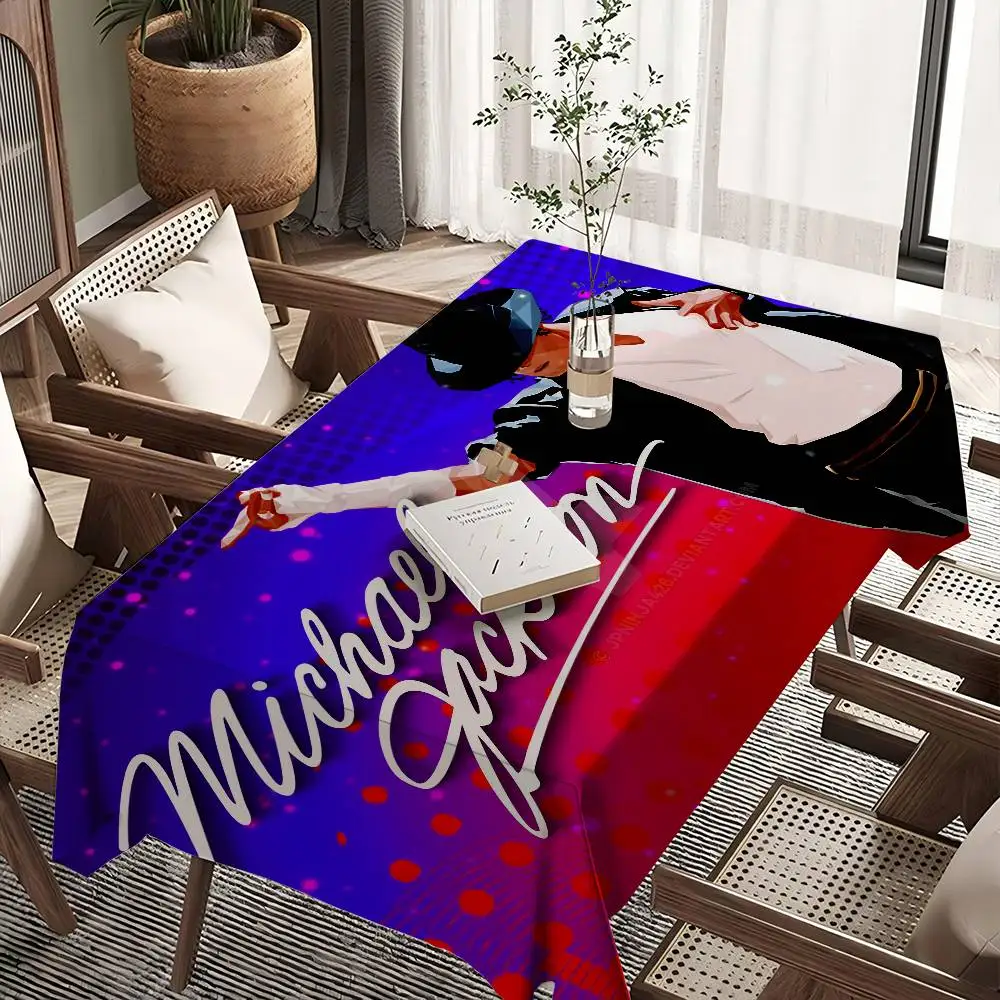 MJ King Of Pop M-Michael J-Jackson Rectangle Tablecloth Table Decor Reusable Waterproof Kitchen Cloth Holiday Party Decoration