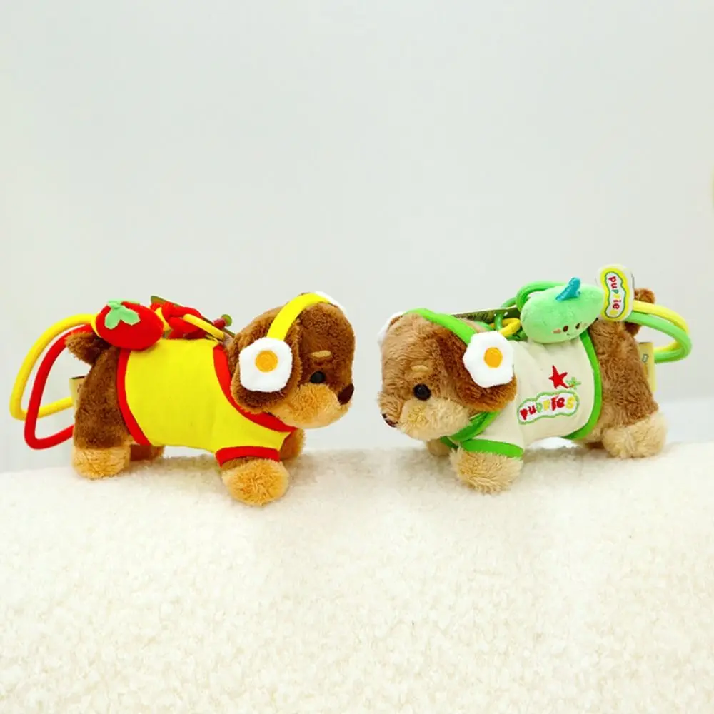 Lovely Fluffy Dachshund Dog Keychain Soft Jewelry Puppy Car Key Ring Trinket Collection Animal Puppy Keyring Backpack Decor