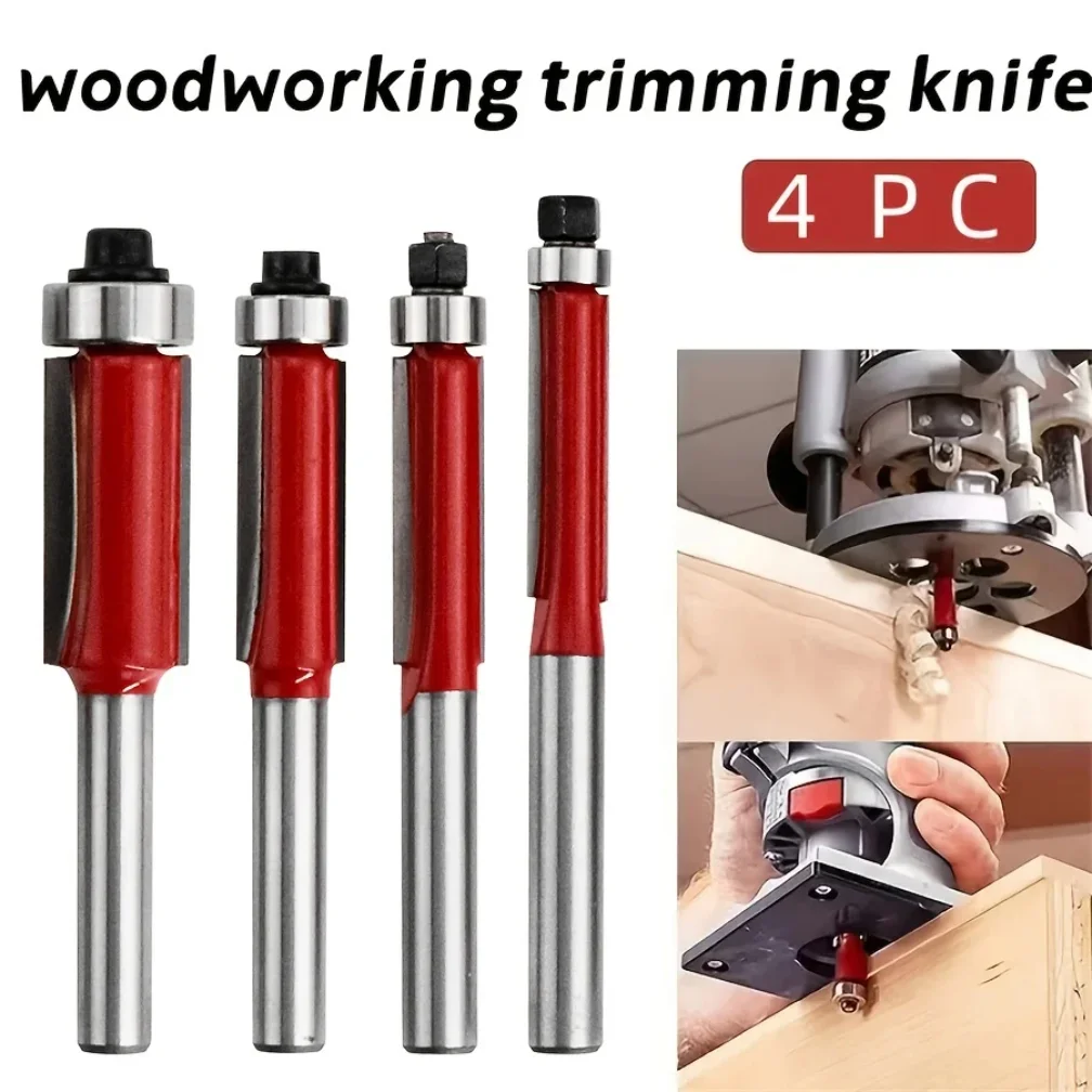 

4pc Premium Woodworking Router Bit Set - Smooth Cutting for Professional Finish - Versatile Trimming & Detailing Kits