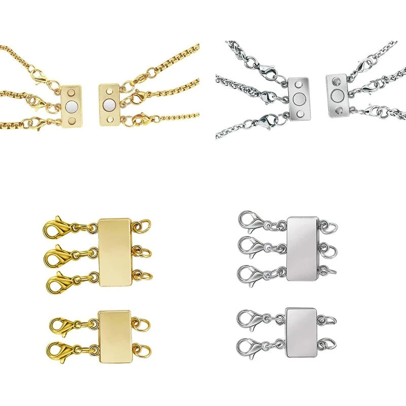 Lot De 12 Fermoirs Magnétiques Pour Bijoux – Mousqueton Aimanté, Argent Et Or – DIY Colliers, Bracelets, Porte-clés