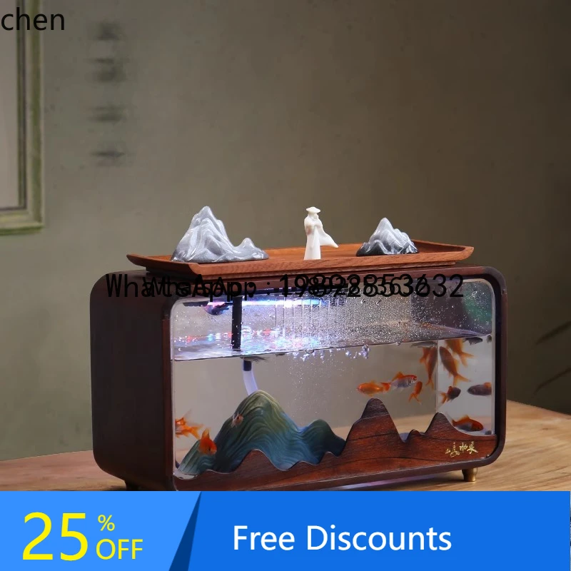 

X1desktop fish tank flowing water ornament light luxury circulating water office rockery