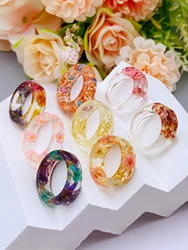 Transparent Resin Ring with Real Flowers, Unique Daily Accessory for Women rings for women