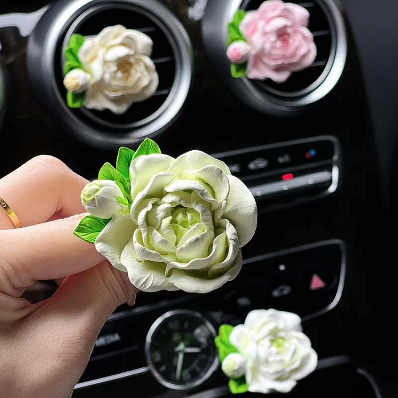 

Jasmine Flower Car Freshener Air Outlet Aromatherapy Diffuser Fragrance Stone Cute Floral Car Interior Ornament Elegant Auto
