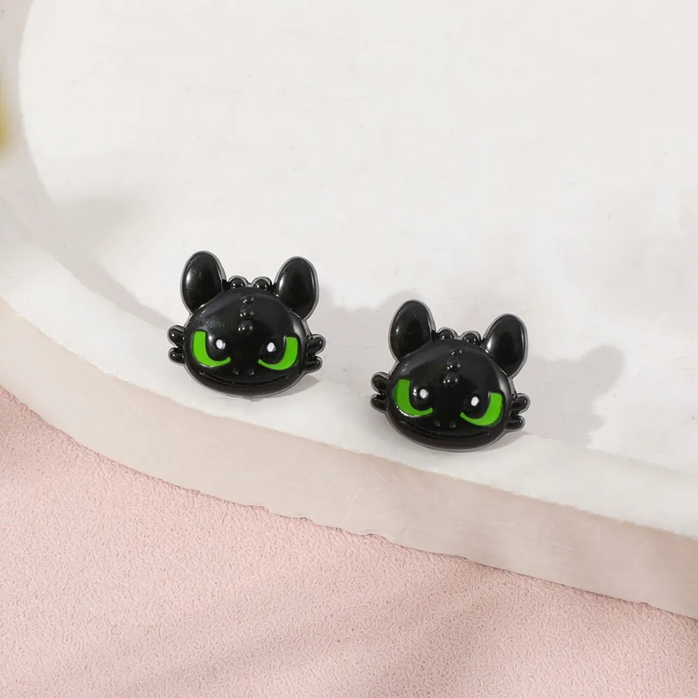 Cartoon Toothless Metal Enamel Ear Studs Anime Cute Character Earrings Jewelry Gift for Girls Holiday Accessory