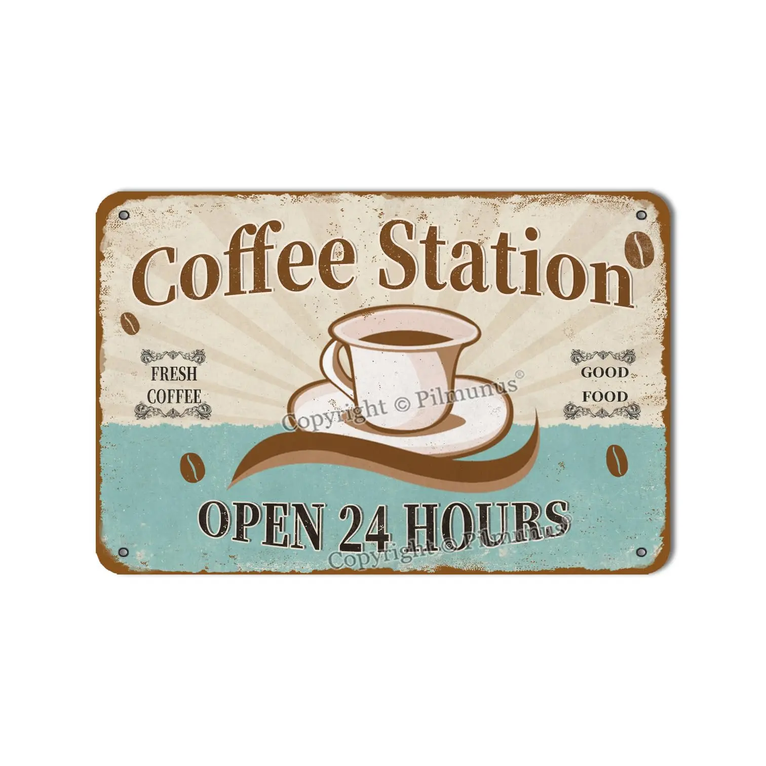 Vintage Metall Blechschilder Kaffeestation Dekoration Basteln Schild für Kaffee Bar Dekor für Küche, Zuhause, Büro, Café, Kaffee Stati