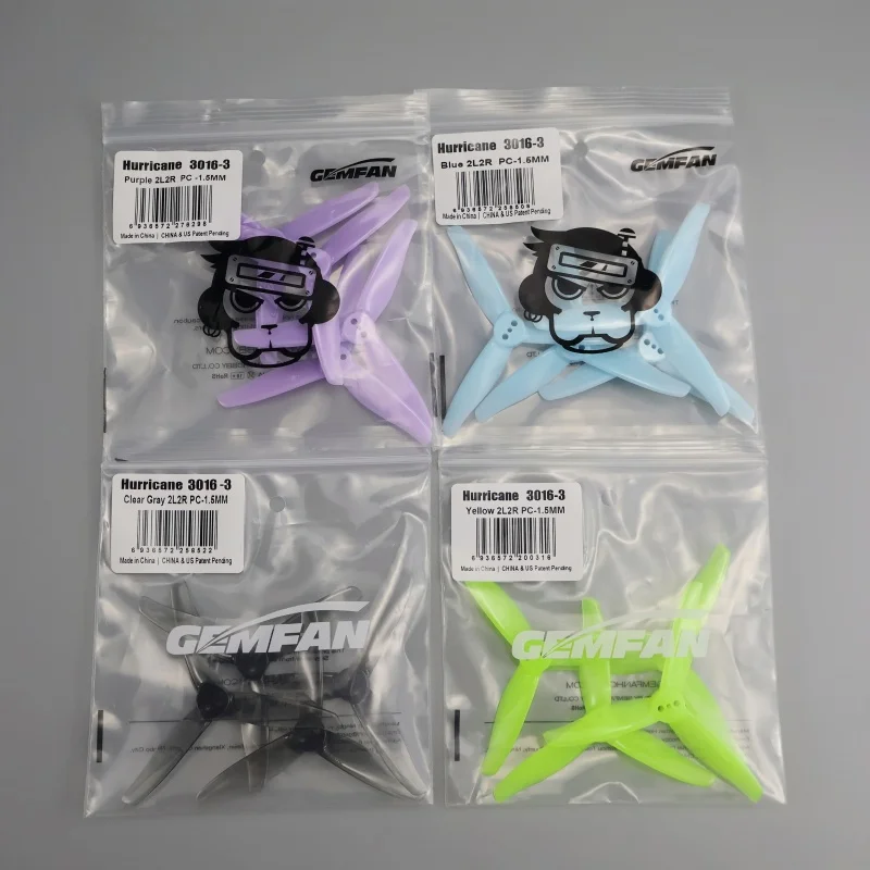 

8pcs 3016 3 inch 3 blades PC fan CW/CCW - 3 holes 1.5mm shaft for FPV racing drone, high impact mini quad fan