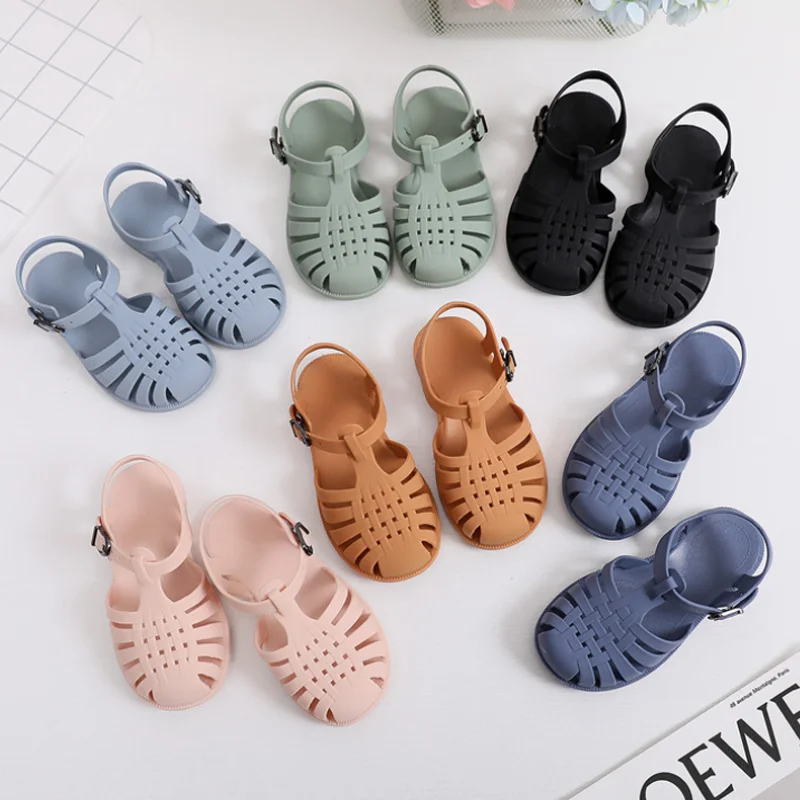 Soft Summer Children Sandals Baby Girls Toddler Non-slip Princess Shoes Kids Candy Jelly Beach Shoes Boys Casual Roman Slippers