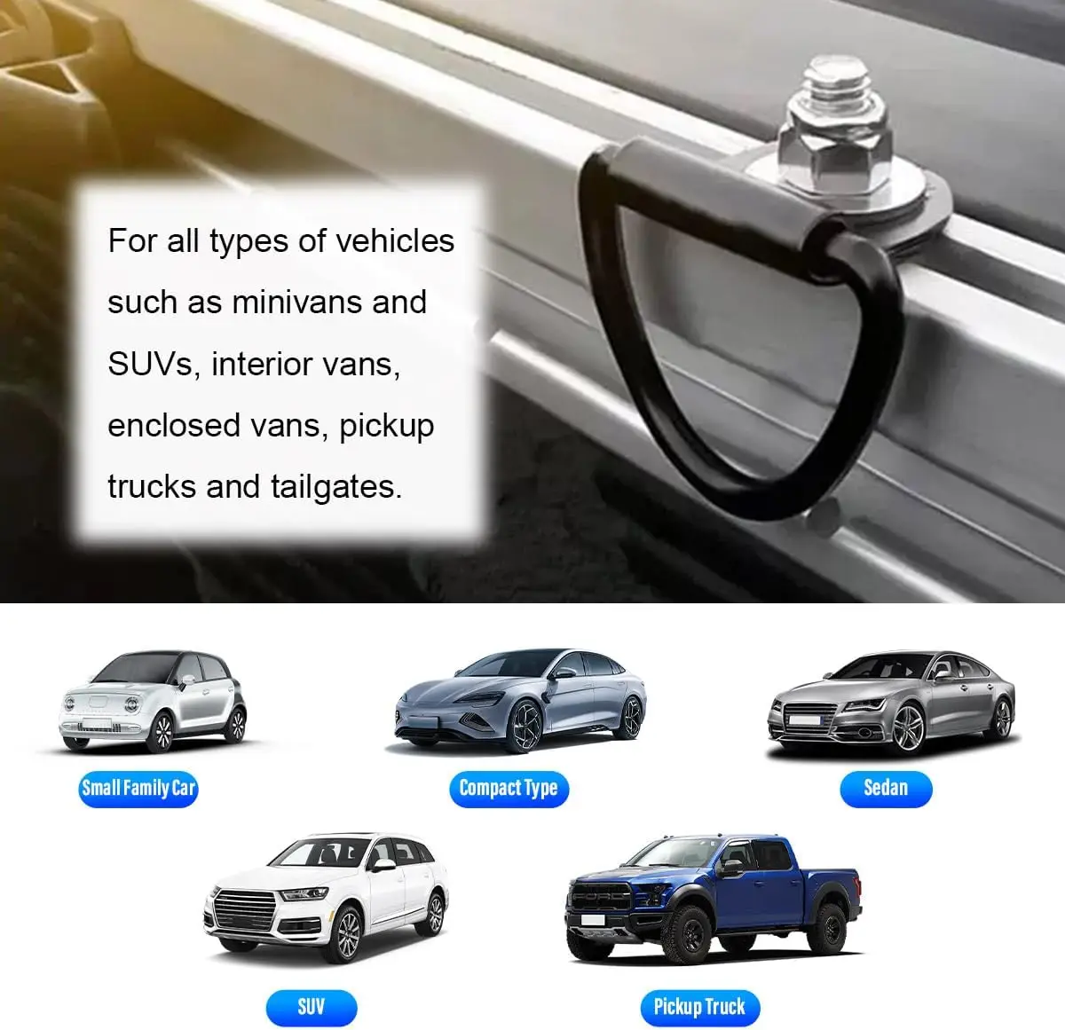 Universal Car V-Shaped Tie Down Anchor Hooks, Black Bolt Trailer Anchor Cargo Rope Bolt Replacement, Bed Tie Down Anchors Rings