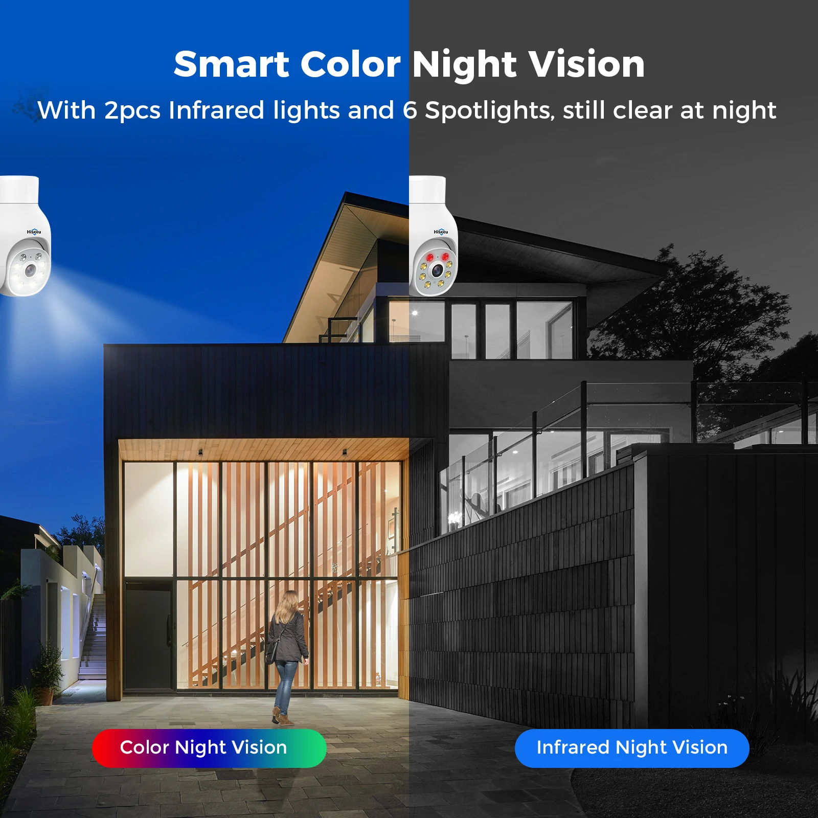 Hiseeu WiFi 5MP PTZ Zoom digitale Audio wireless Outdoor Street Kit a colori CCTV IP Videocamera di sorveglianza Sistema di sicurezza