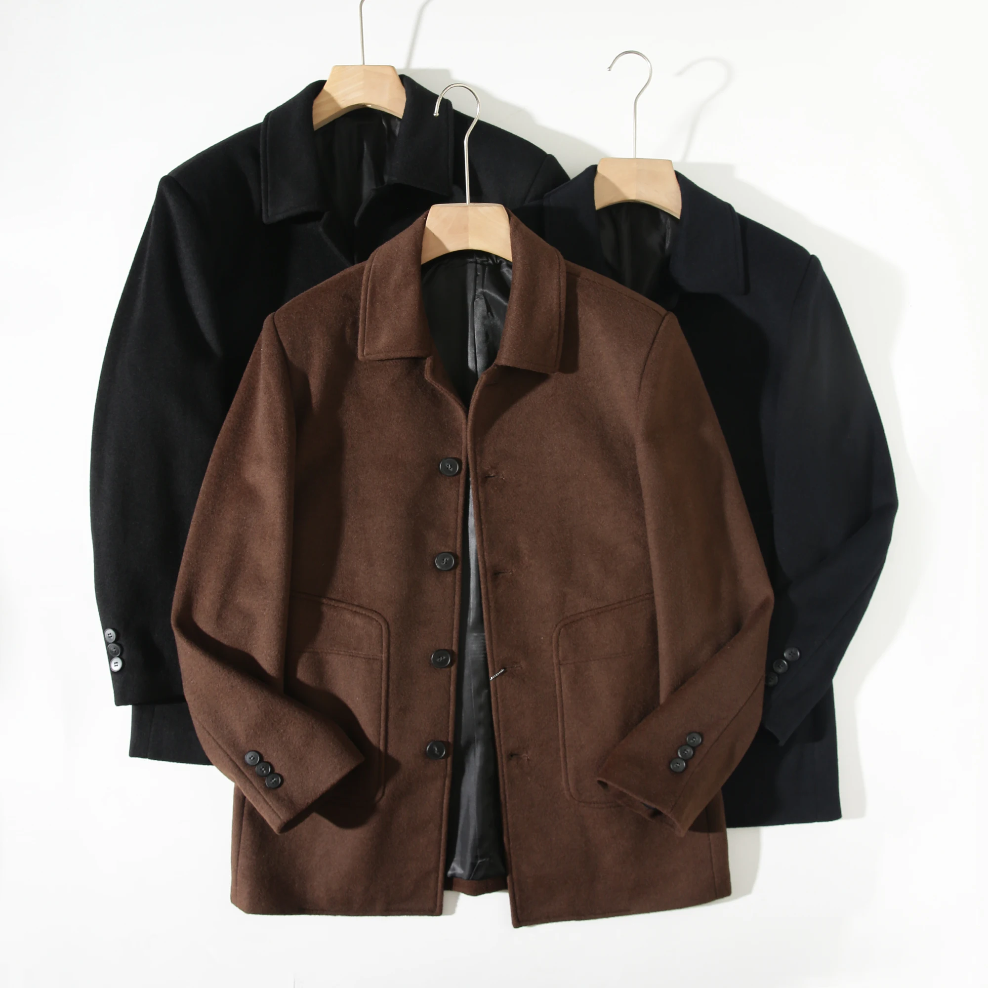 

High-End Luxury Ultra-Fine Wool Blend Men's Busin Casual Woolen Coat Warm Sli Autumn Winter Faion Ci Youth Daily Wear