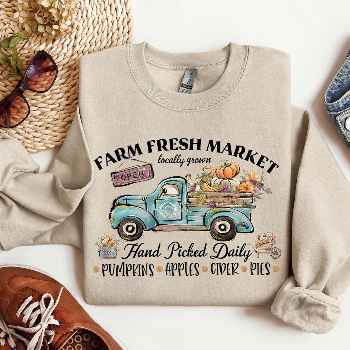 Farm Fresh Pumpkin Sweatshirt Fall Pumpkin Sweatshirt Fall Sweater Pumpkin Patch Sweatshirt Womens Fall Shirt Fall Gift