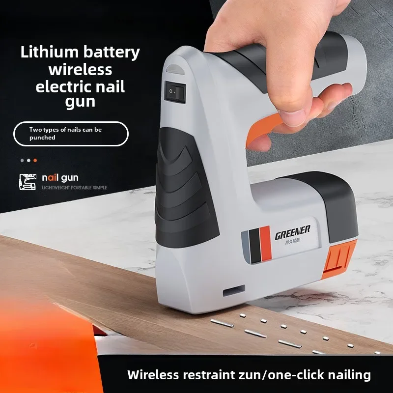 Cordless Electric Nailer Gun with Fast Charging, Straight Nails for Home Woodworking and Carpentry