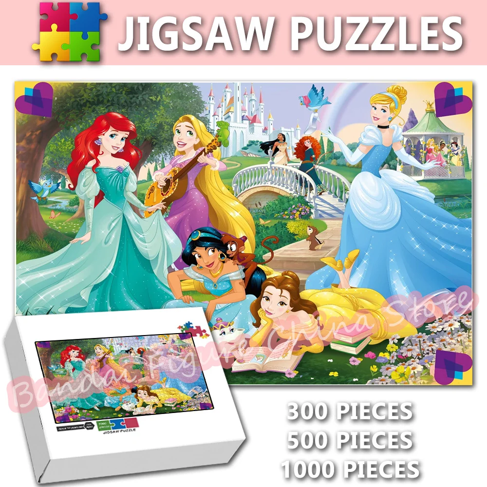 Disney Princess Figure Puzzle 300/500/1000 Pieces Cinderella Snow White Sleep Beauty Jigsaw Puzzles for Kids Educational Toys