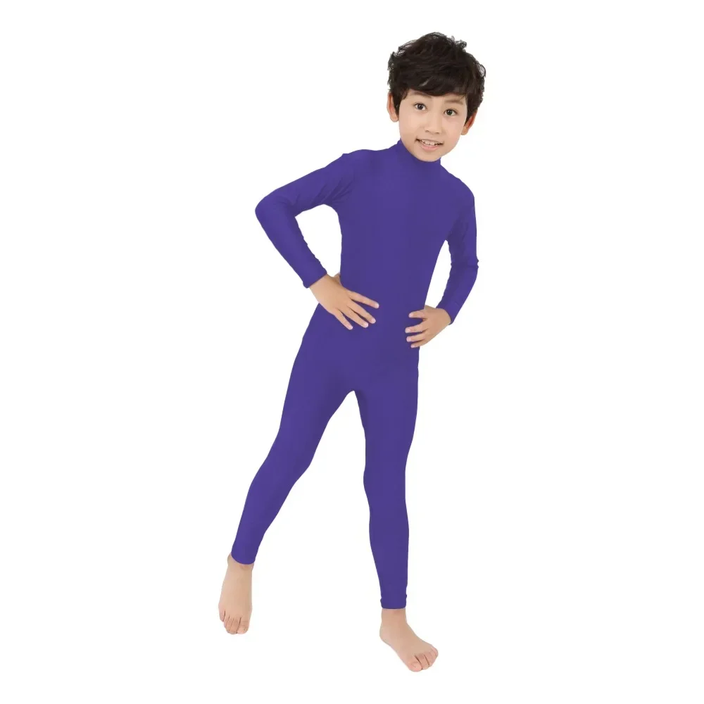 Kids Ballet Long Sleeve Spandex Leotards For Girls Rear Zipper Unitard Turtle Neck Gymnastics Leotard Dance Costume Boys Catsuit