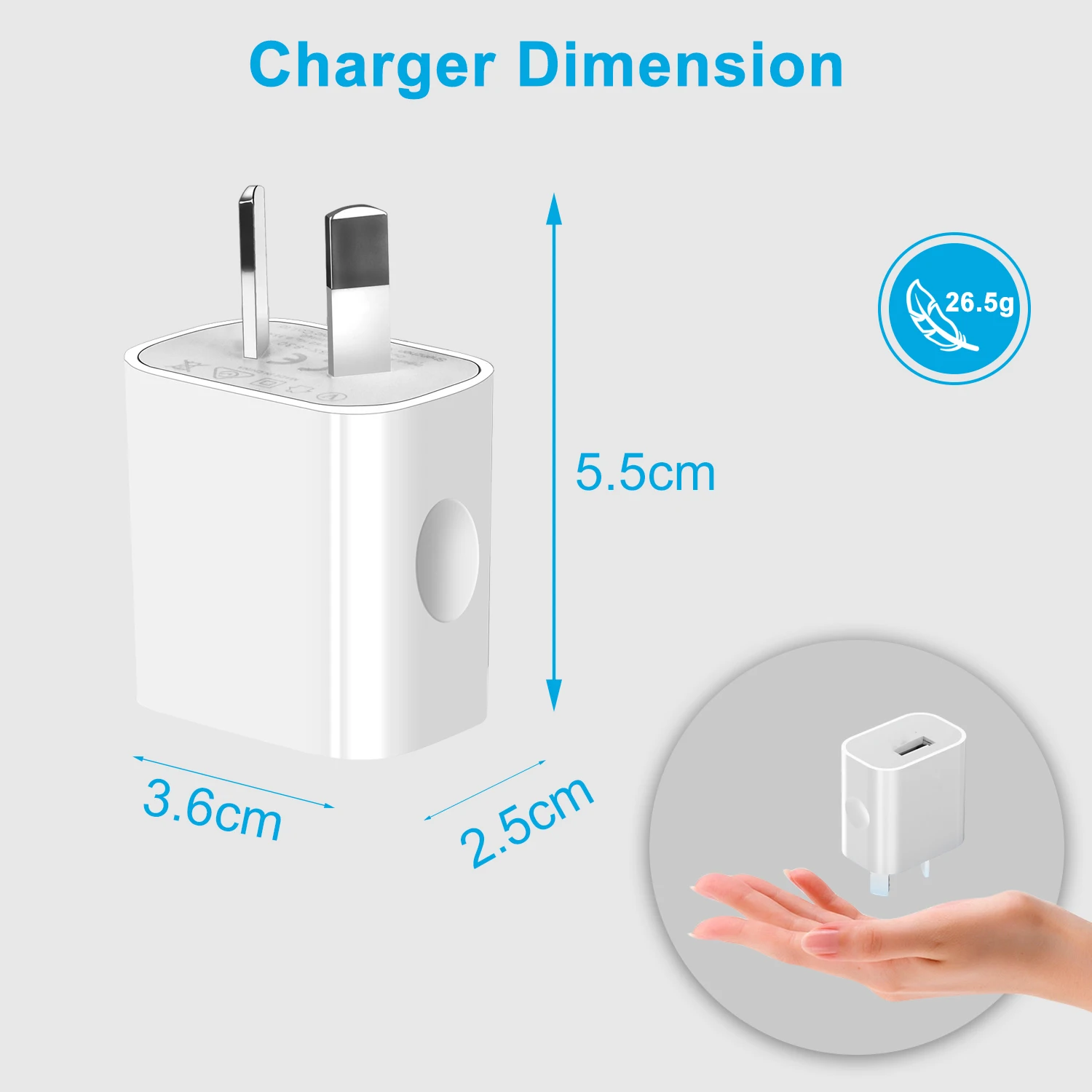 3pcs/5pcs/10pcs One-Port USB Wall Charger USB Power Adapter Plug AU Plug 5V/2.1A Charger For Mobile Phone SAA Certified