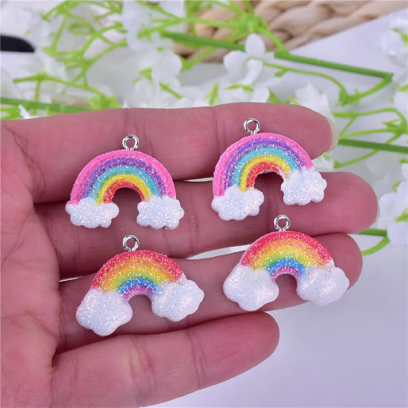 

10Pcs 25x20mm Resin Rainbow Cloud Charms Pendants Bulk for Earring Bracelet Necklaces Jewelry Making Crafting Supplies Accessory