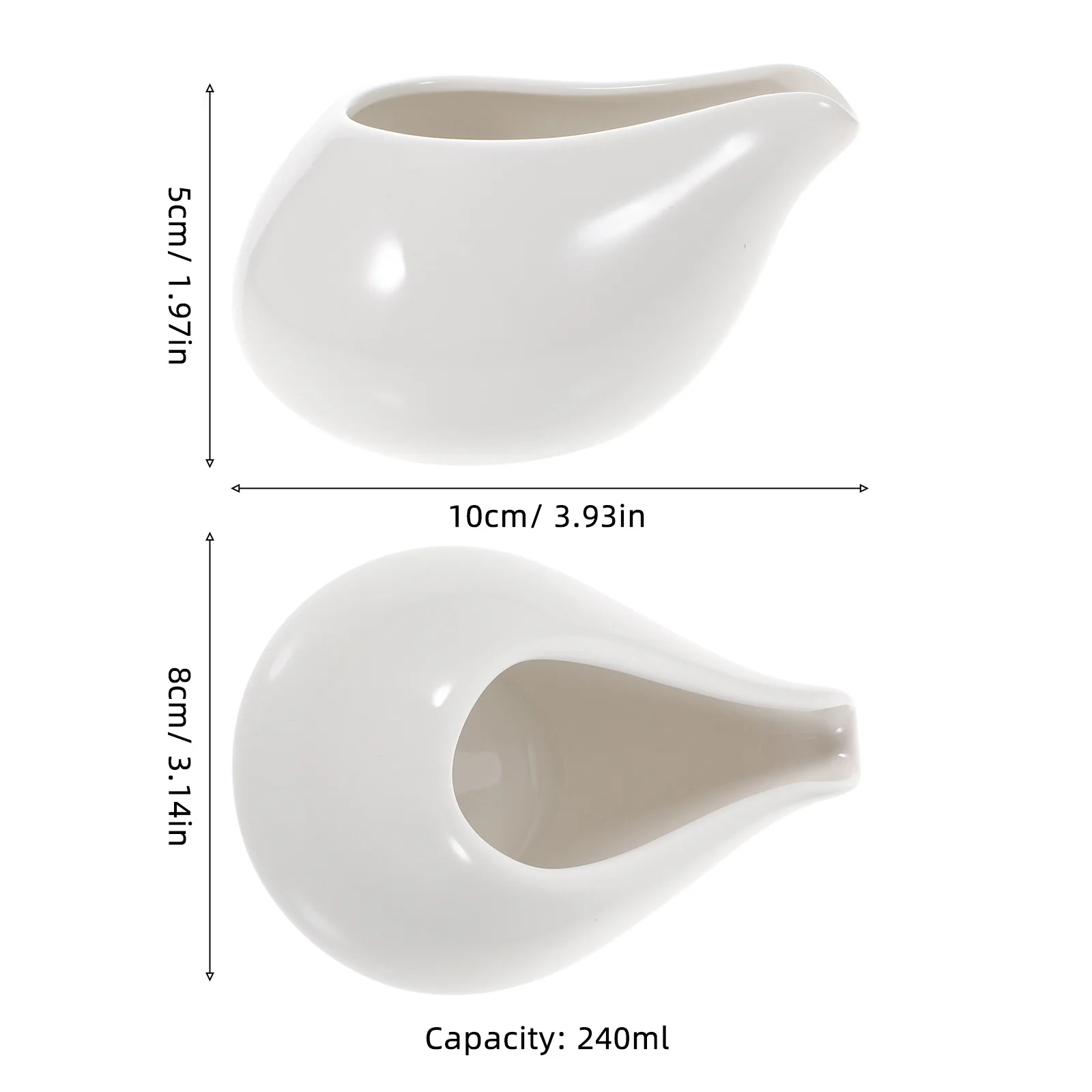 

2Pcs 240Ml White Ceramic Gravy Boats Round Smooth Surface Suitable for Sauces Seasonings Milk Cream Ceramic Gravy Boats