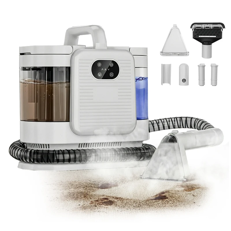 Omeser 1800/1650/600W stoomreiniger en stofzuiger voor tapijten en meubels, 17000Pa zuigkracht, dubbele reservoirs, geschikt voor huisdieren, met meerdere opzetstukken, voor het verwijderen van