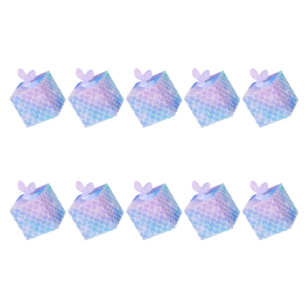 

10 Pcs Mermaid Gift Boxes 3D Paper Design Wedding Containers Elegant Treat Boxes Paper Supplies